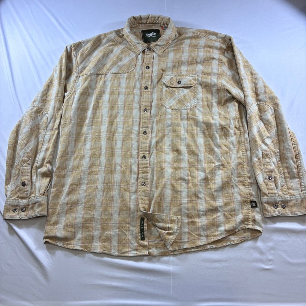 Howler Brothers Mens XXL Gaucho Plaid Long Sleeve Button Down Shirt Tan Orange